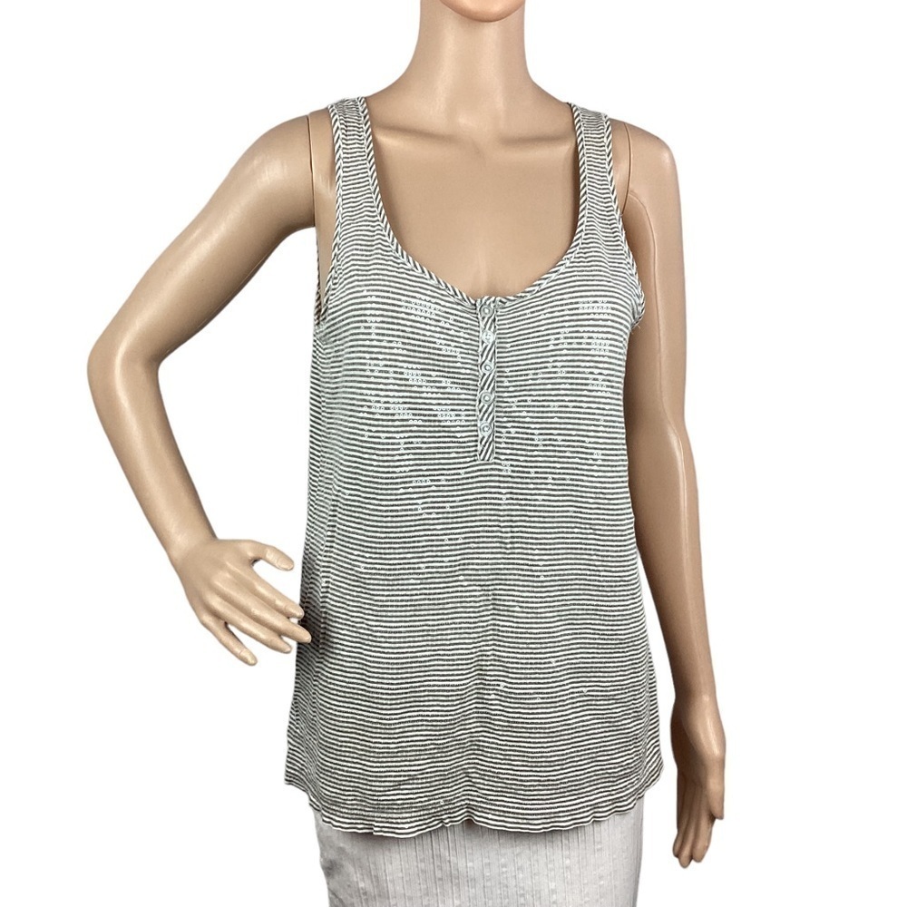 J.Crew Factory Tank Top Size L Gray Stripe Sequin